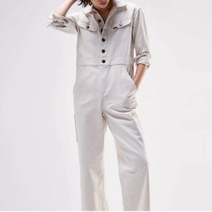 NWT Lee overalls utility jumpsuit one piece bone color white buttoned waist S